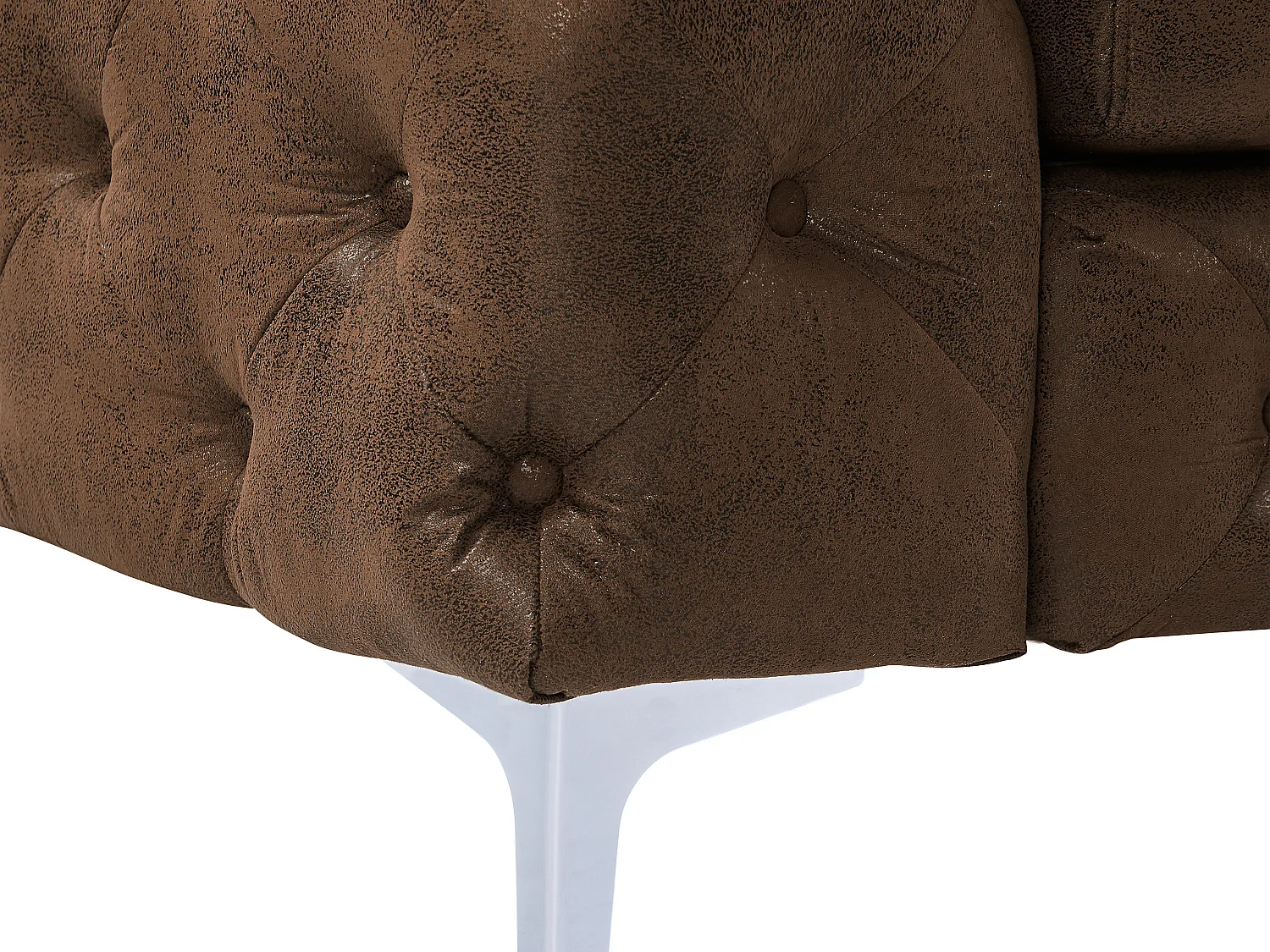 Canapé 3 places chesterfield en microfibre aspect cuir vieilli EDWINA