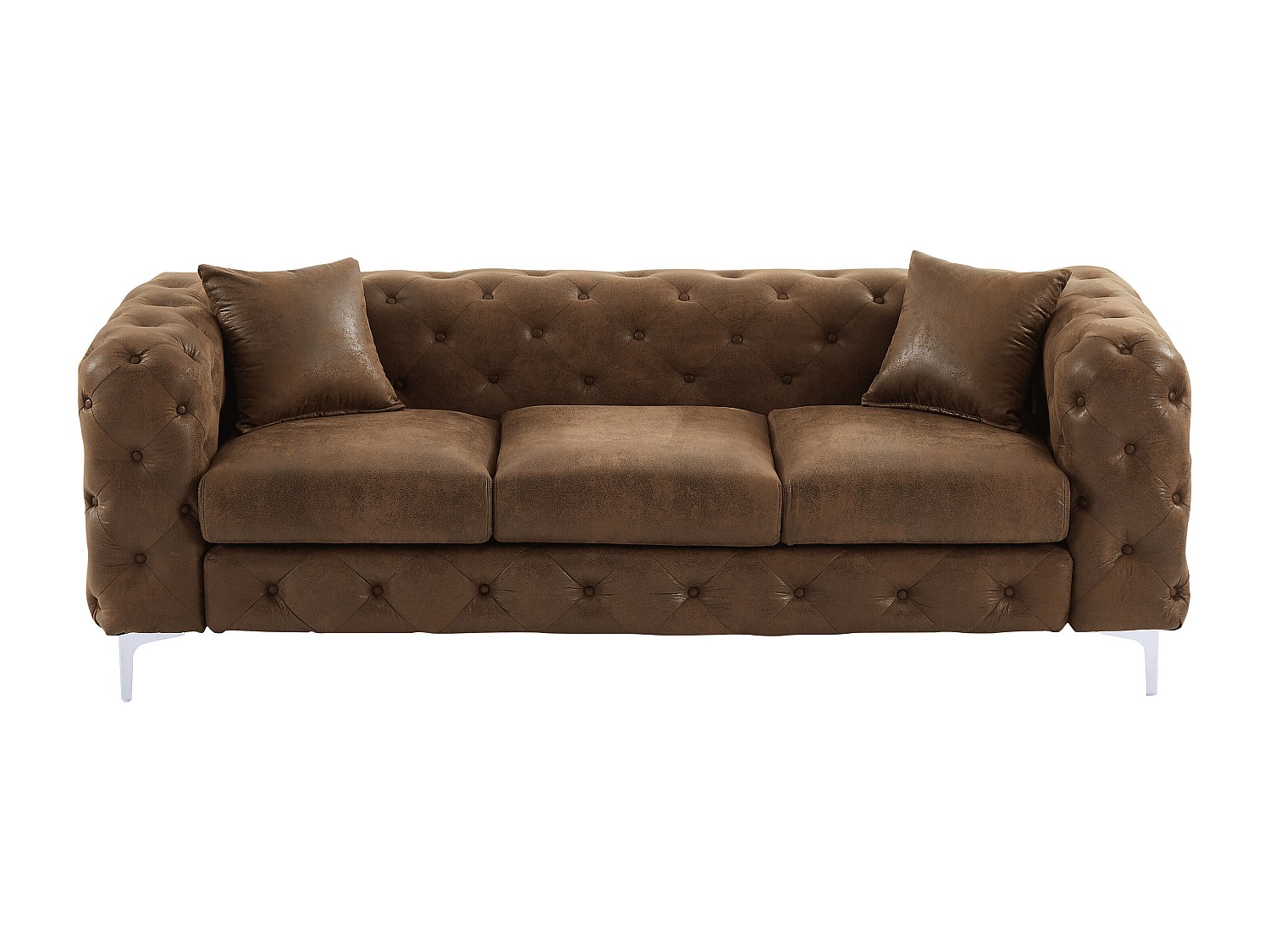 Chesterfield Sofa 3-Sitzer - Mikrofaser - Vintage-Leder-Optik - EDWINA günstig online kaufen