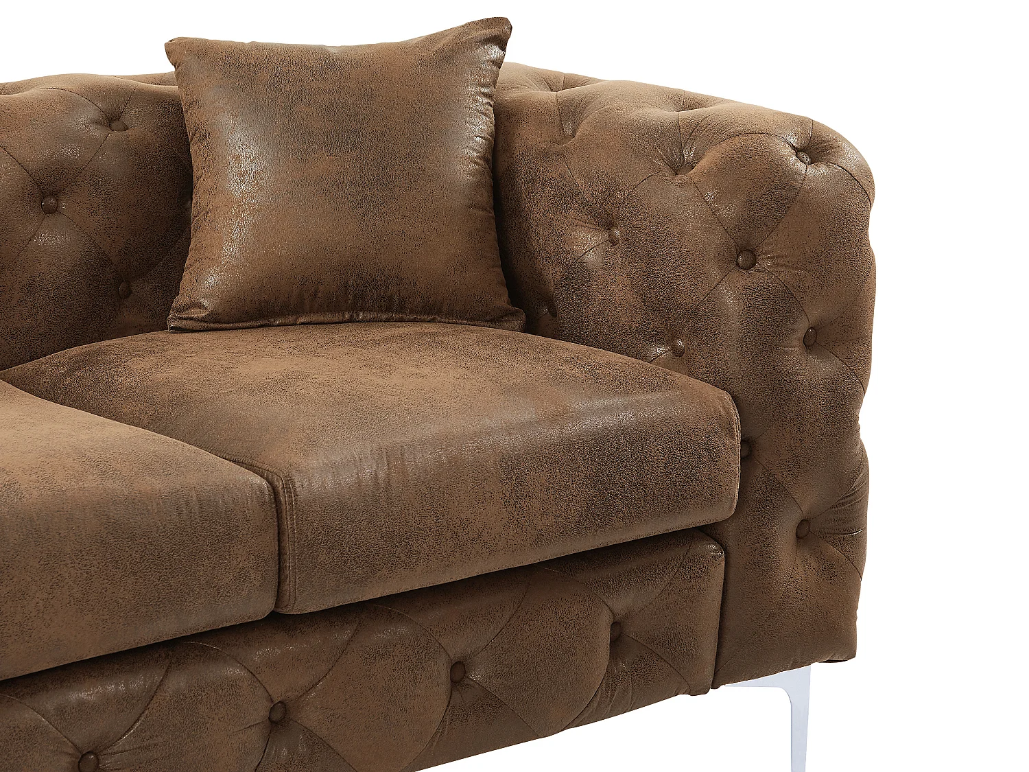 Chesterfield 3-sits soffa i mikrofibermaterial med slitet läderutseende EDWINA