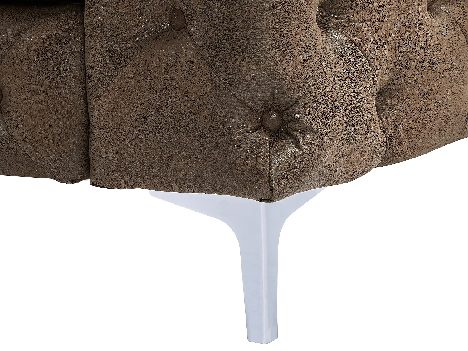 Canapé 3 places chesterfield en microfibre aspect cuir vieilli EDWINA