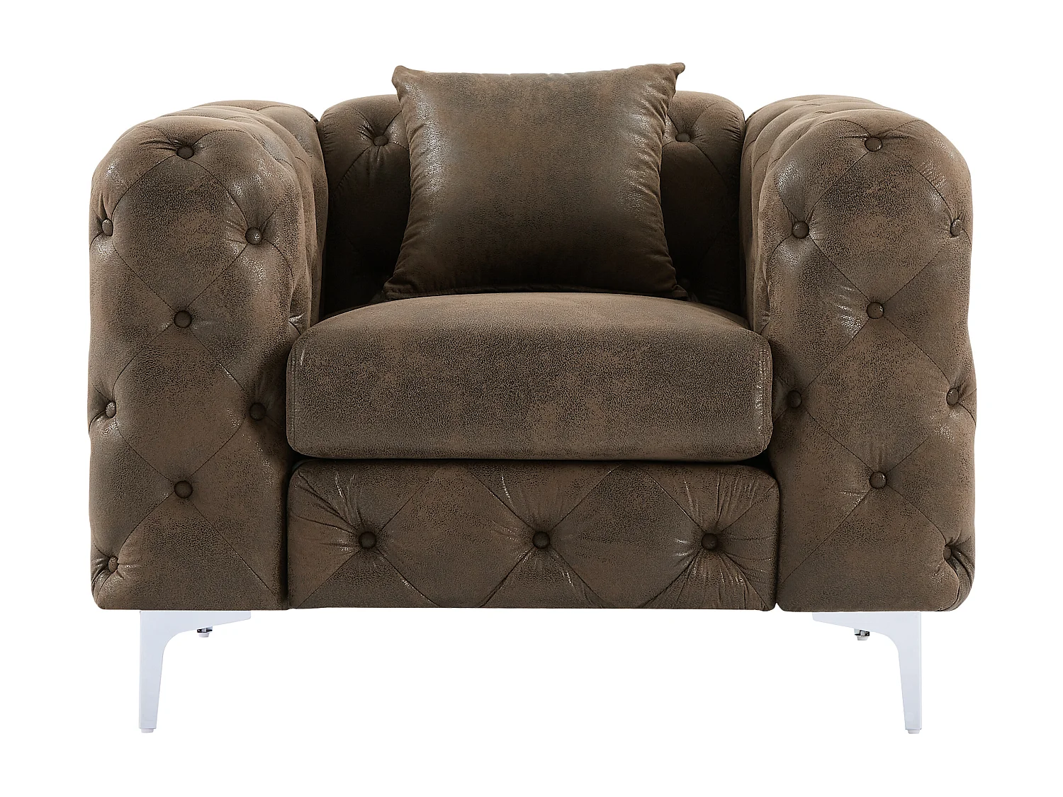 Poltrona Chesterfield em microfibra com aspecto de couro envelhecido EDWINA