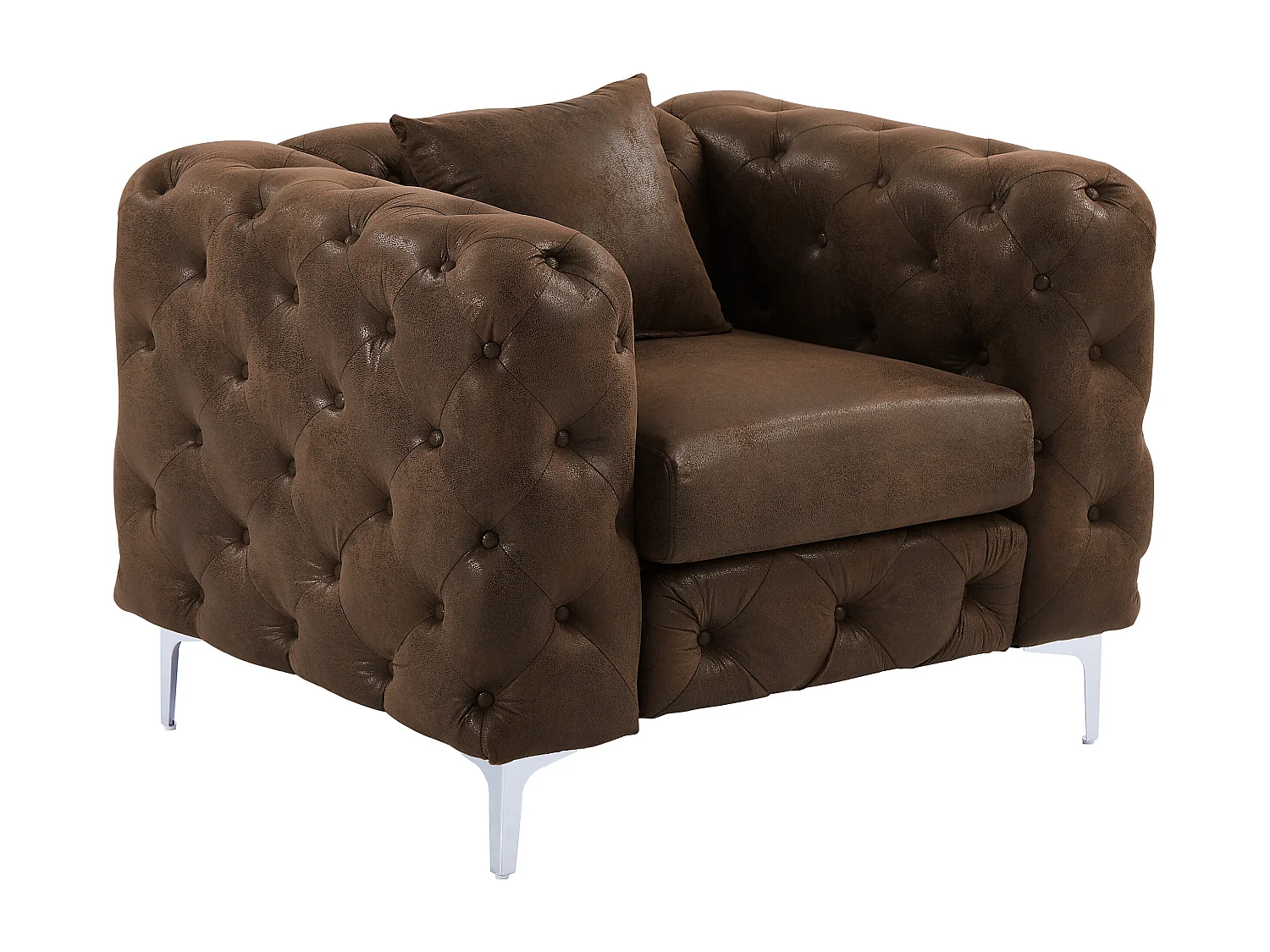 Fotel chesterfield z mikrofibry o wyglądzie postarzanej skóry EDWINA