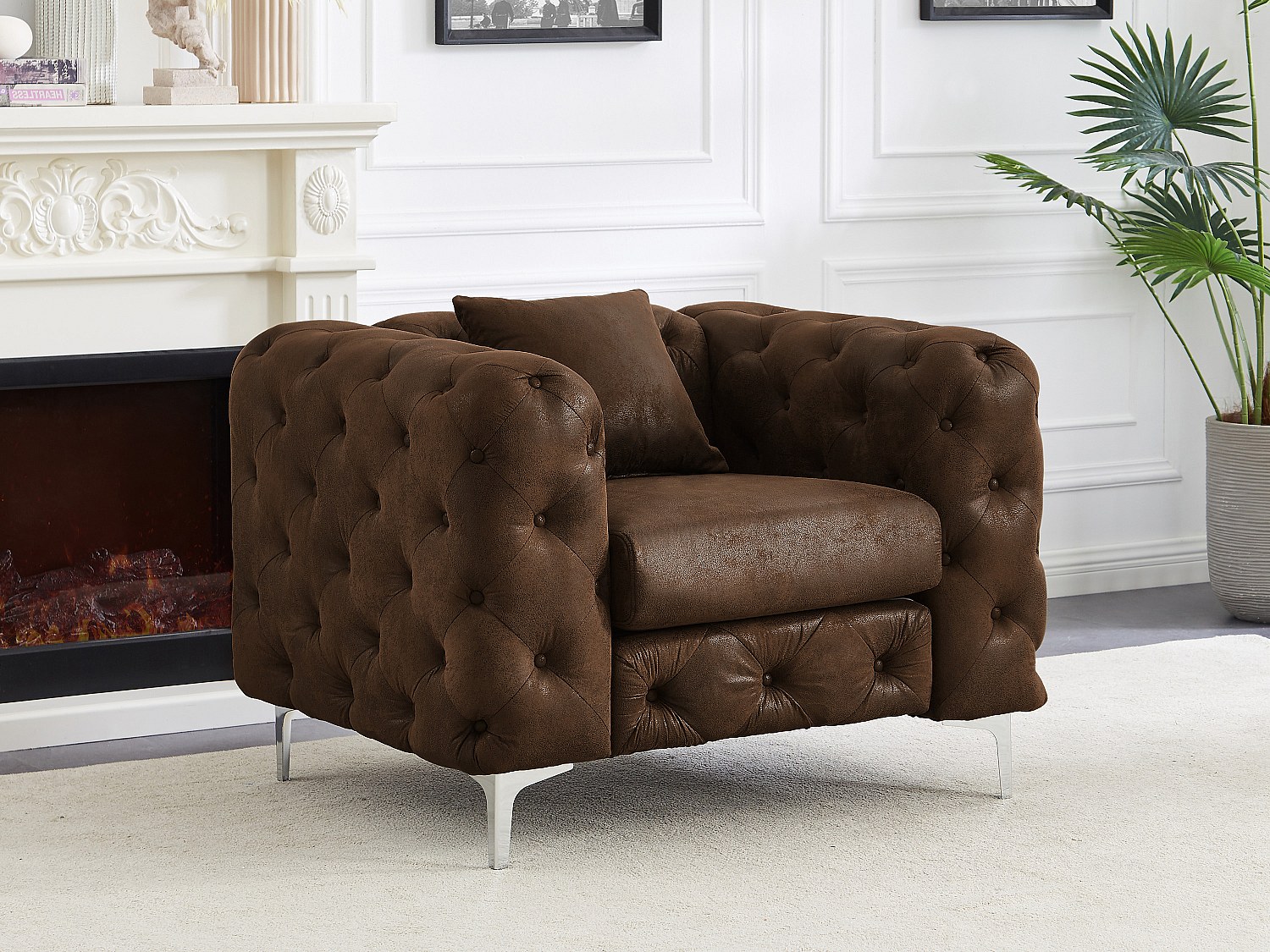 Chesterfield-Sessel - Mikrofaser - Vintage-Leder-Optik - EDWINA günstig online kaufen