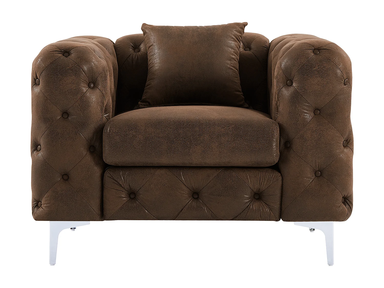 Fauteuil chesterfield en microfibre aspect cuir vieilli EDWINA