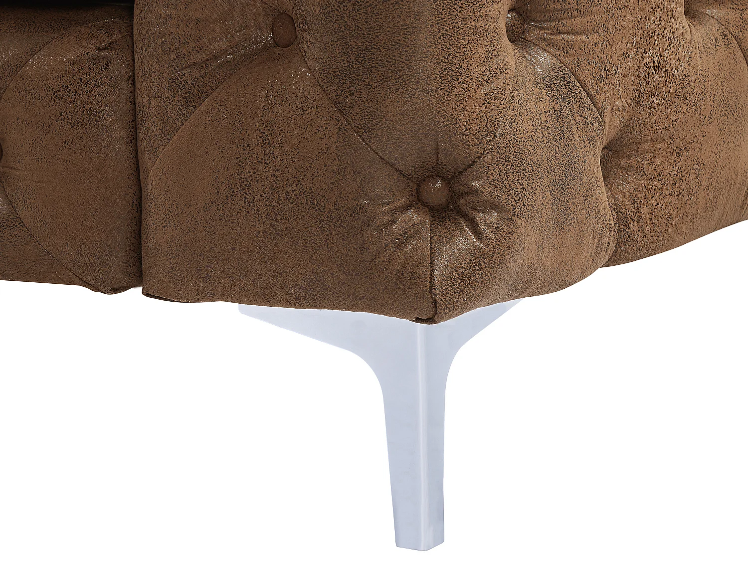 Chesterfieldfåtölj i mikrofibermaterial med slitet läderutseende EDWINA