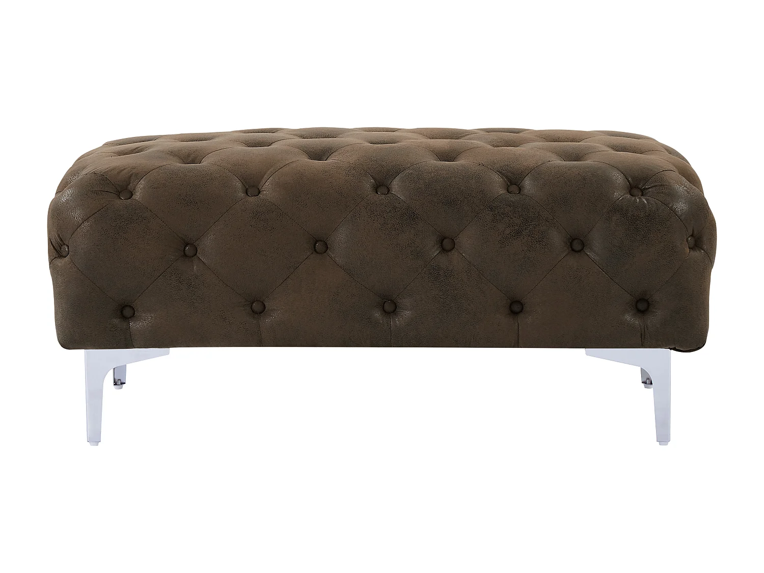 Pufe chesterfield em microfibra aspeto couro envelhecido - EDWINA