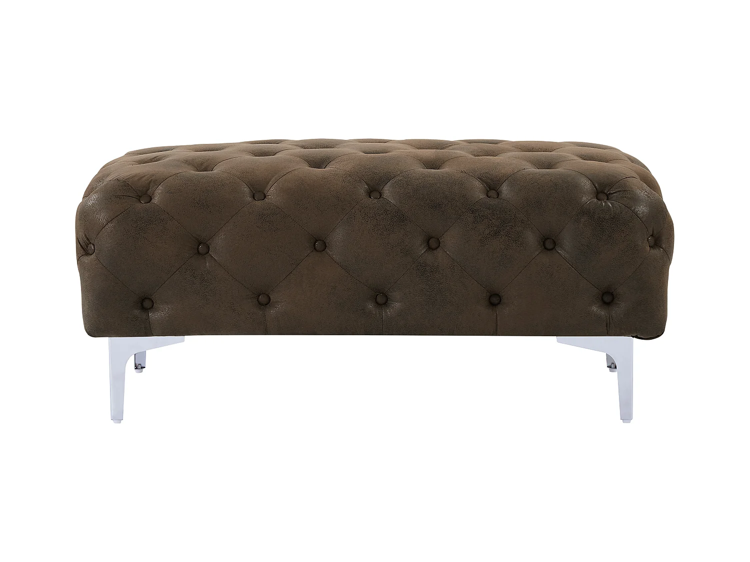 Puf chesterfield de microfibra con acabado de piel envejecida EDWINA