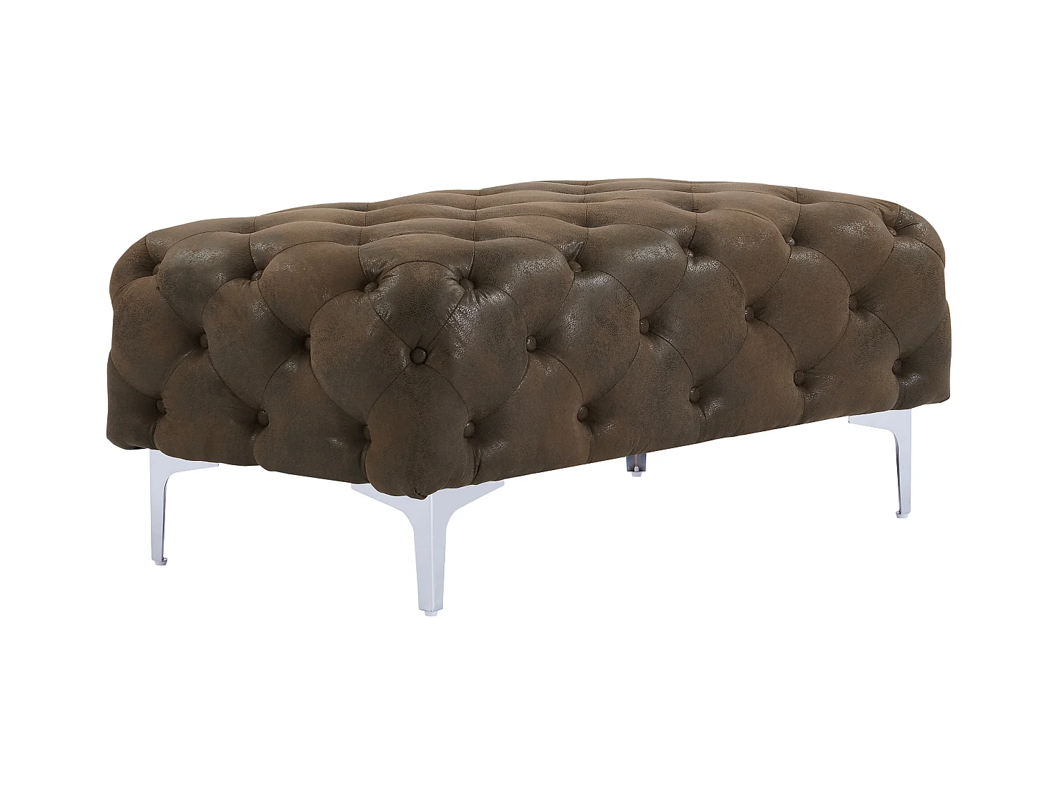 Puf chesterfield de microfibra con acabado de piel envejecida EDWINA