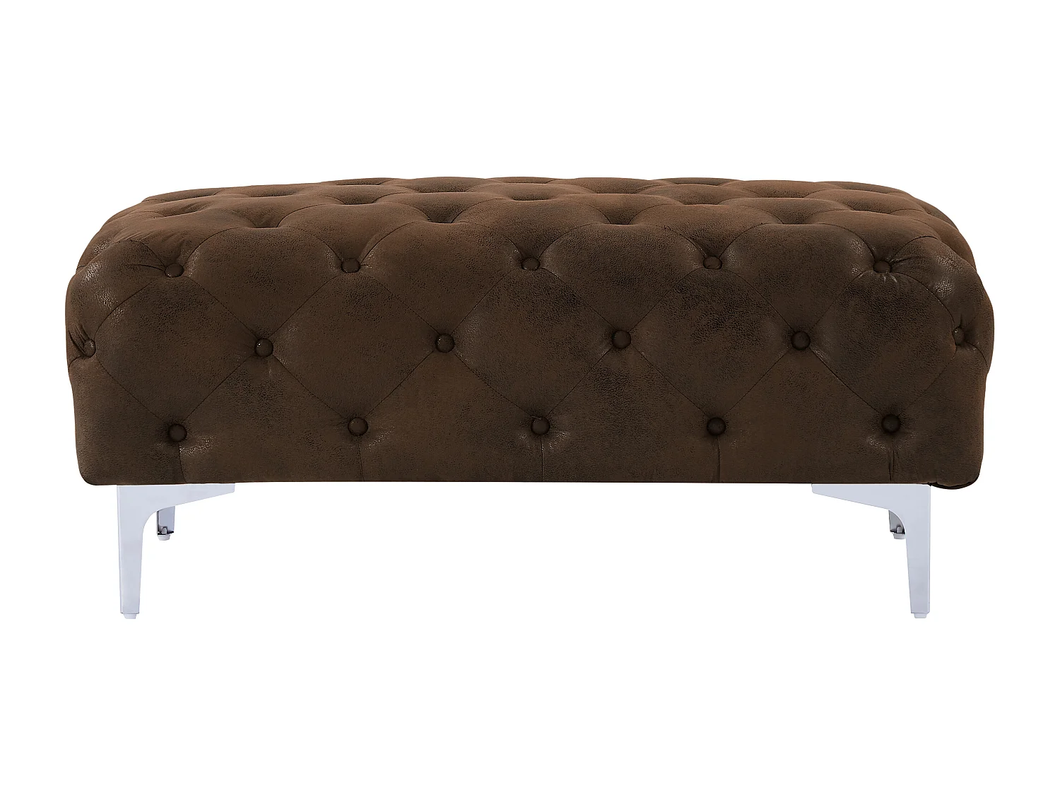Pouf chesterfield en microfibre aspect cuir vieilli EDWINA