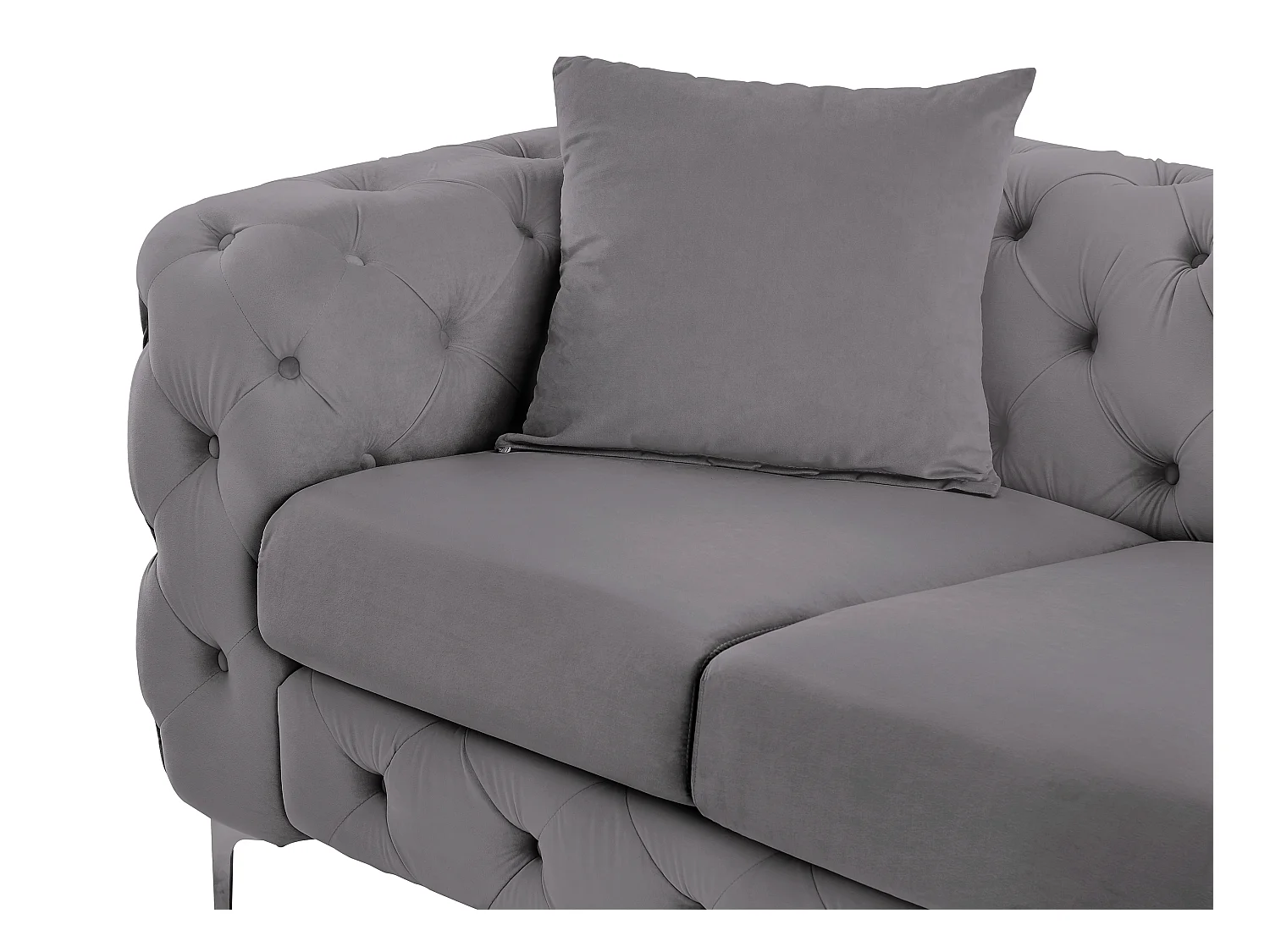 Canapé 3 places chesterfield en velours anthracite EDWINA