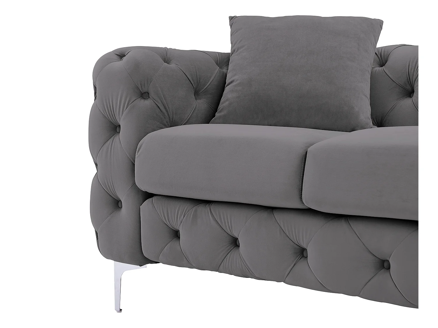 Canapé 3 places chesterfield en velours anthracite EDWINA
