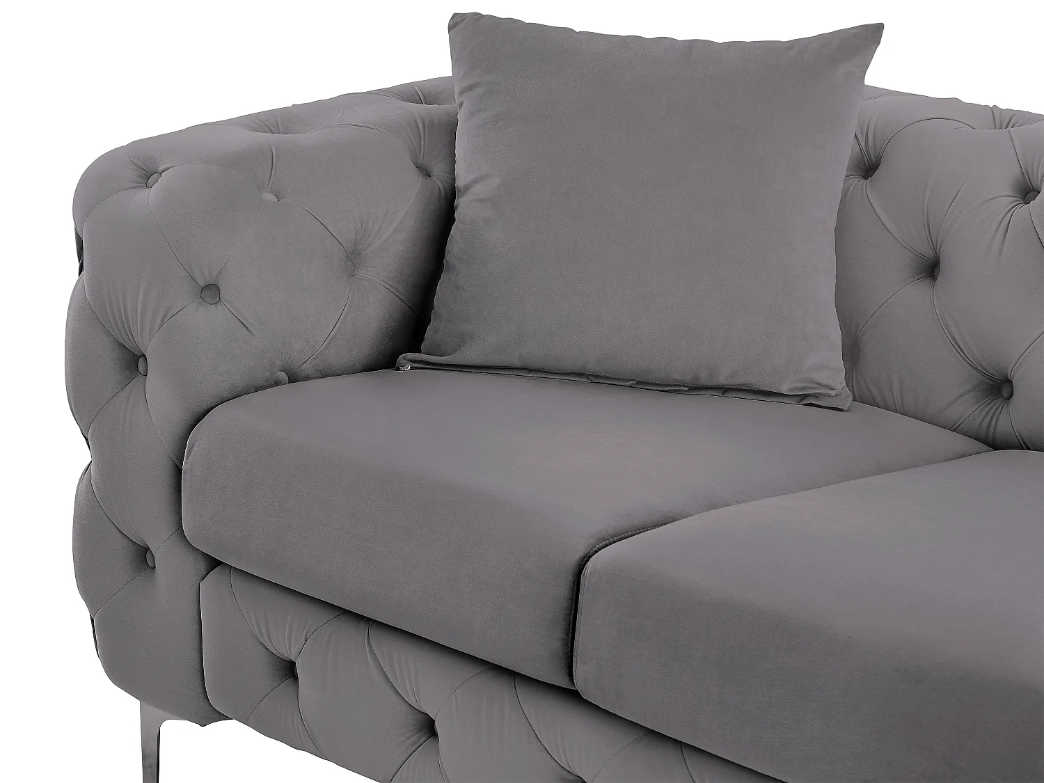 Canapé 3 places chesterfield en velours anthracite EDWINA