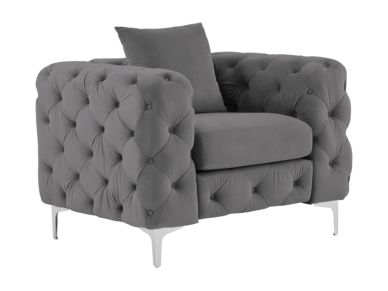 Fauteuil chesterfield en velours anthracite EDWINA