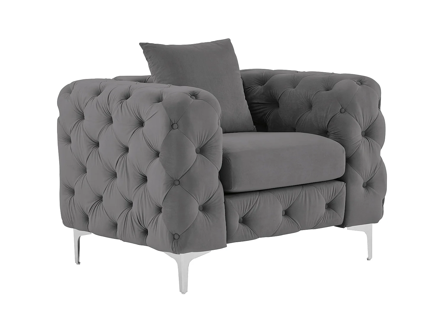 Fauteuil chesterfield en velours anthracite EDWINA
