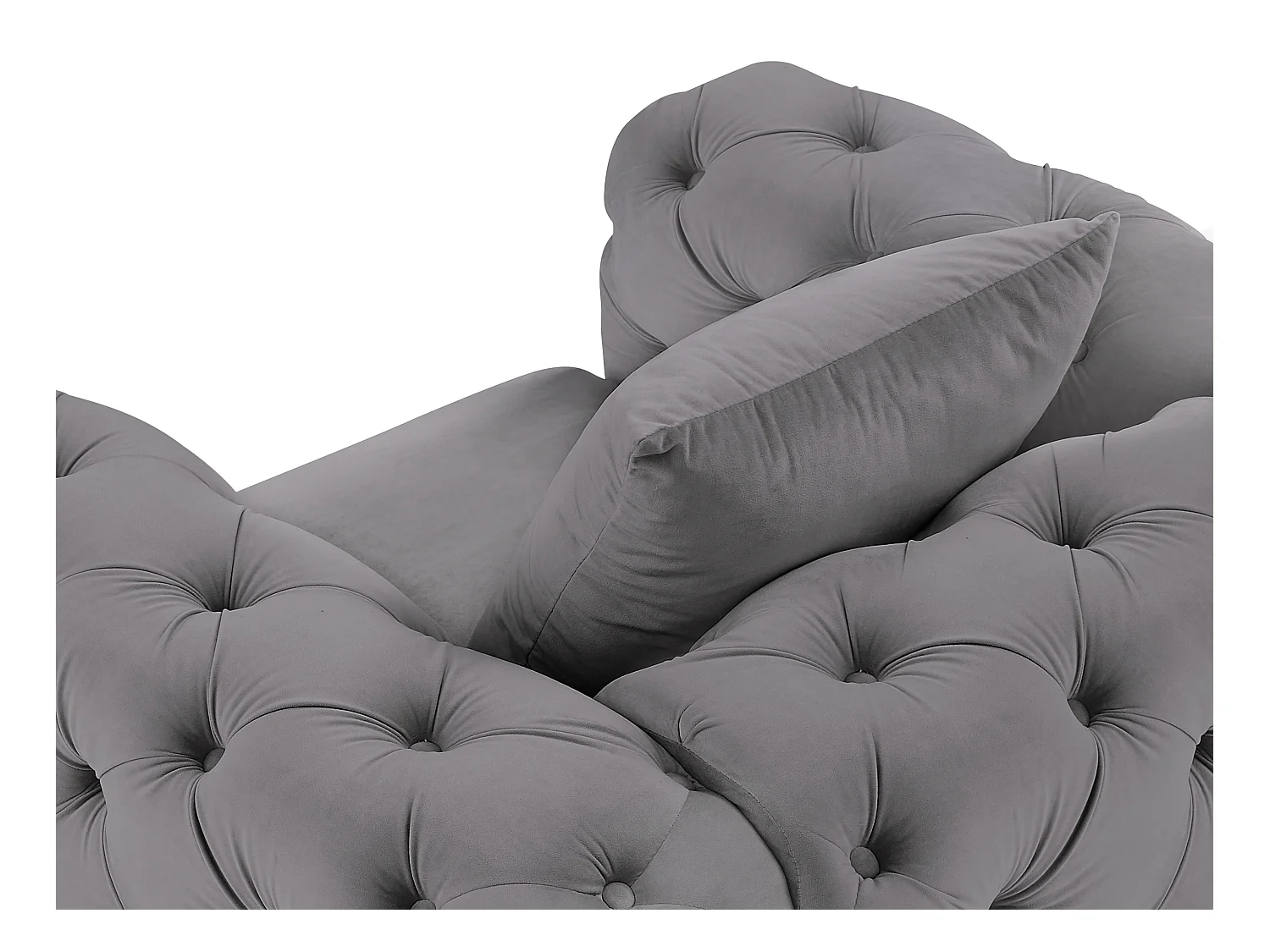 Fauteuil chesterfield en velours anthracite EDWINA