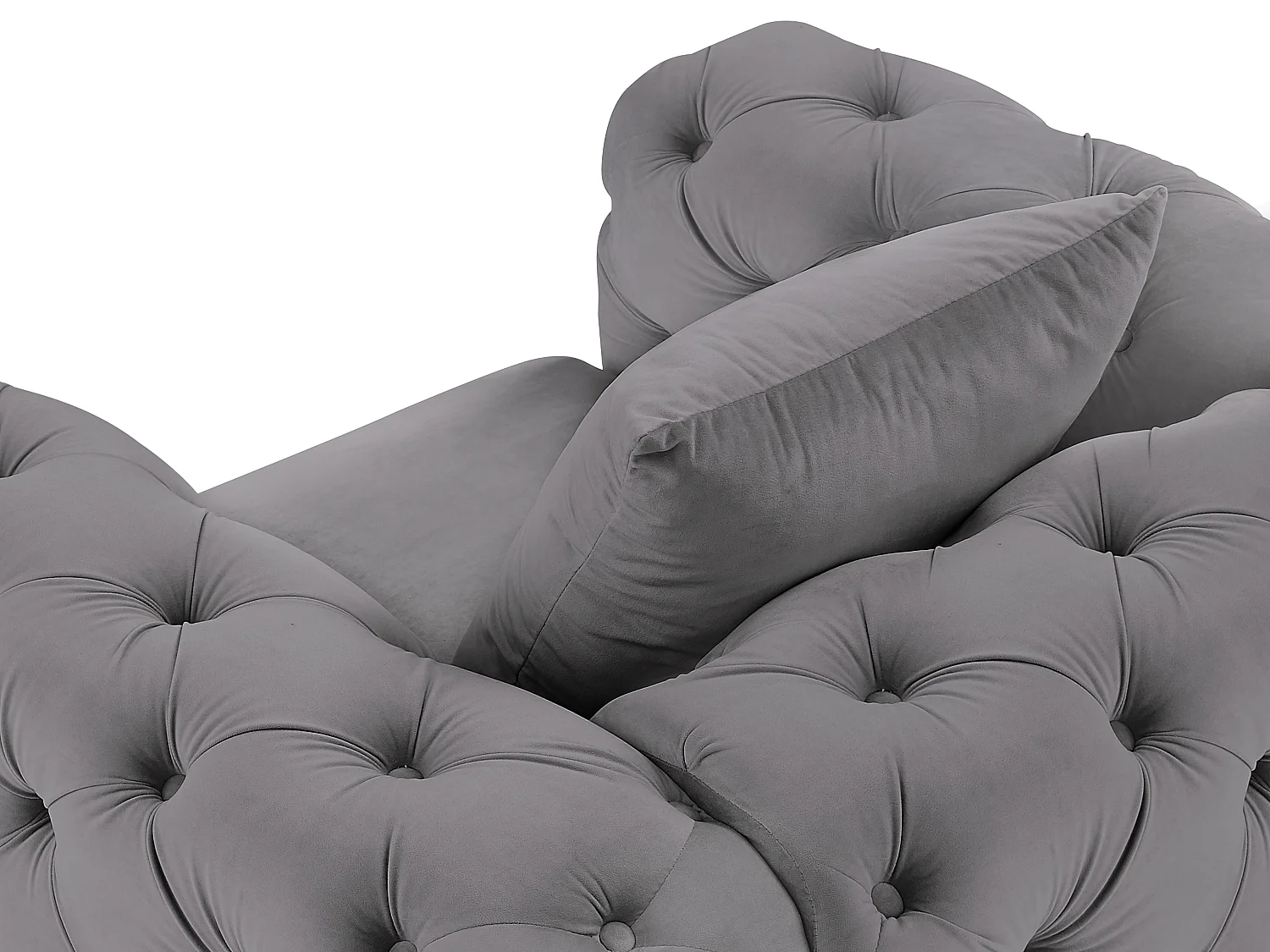 Fauteuil chesterfield en velours anthracite EDWINA