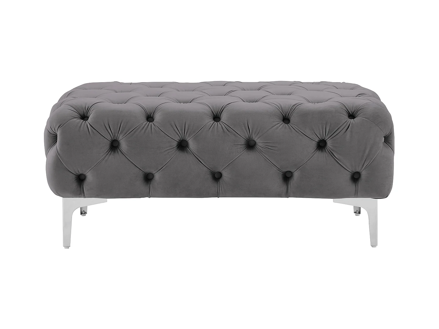 Pouf Chesterfield in Velluto Antracite - EDWINA