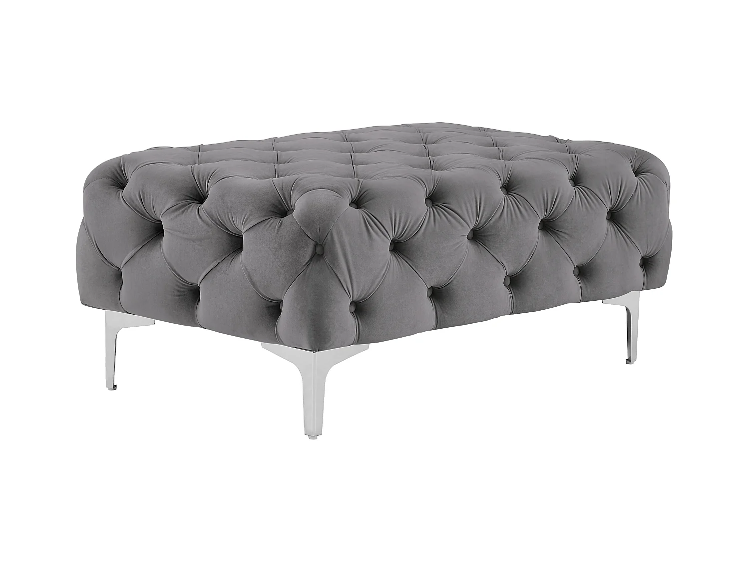 Pouf Chesterfield in Velluto Antracite - EDWINA