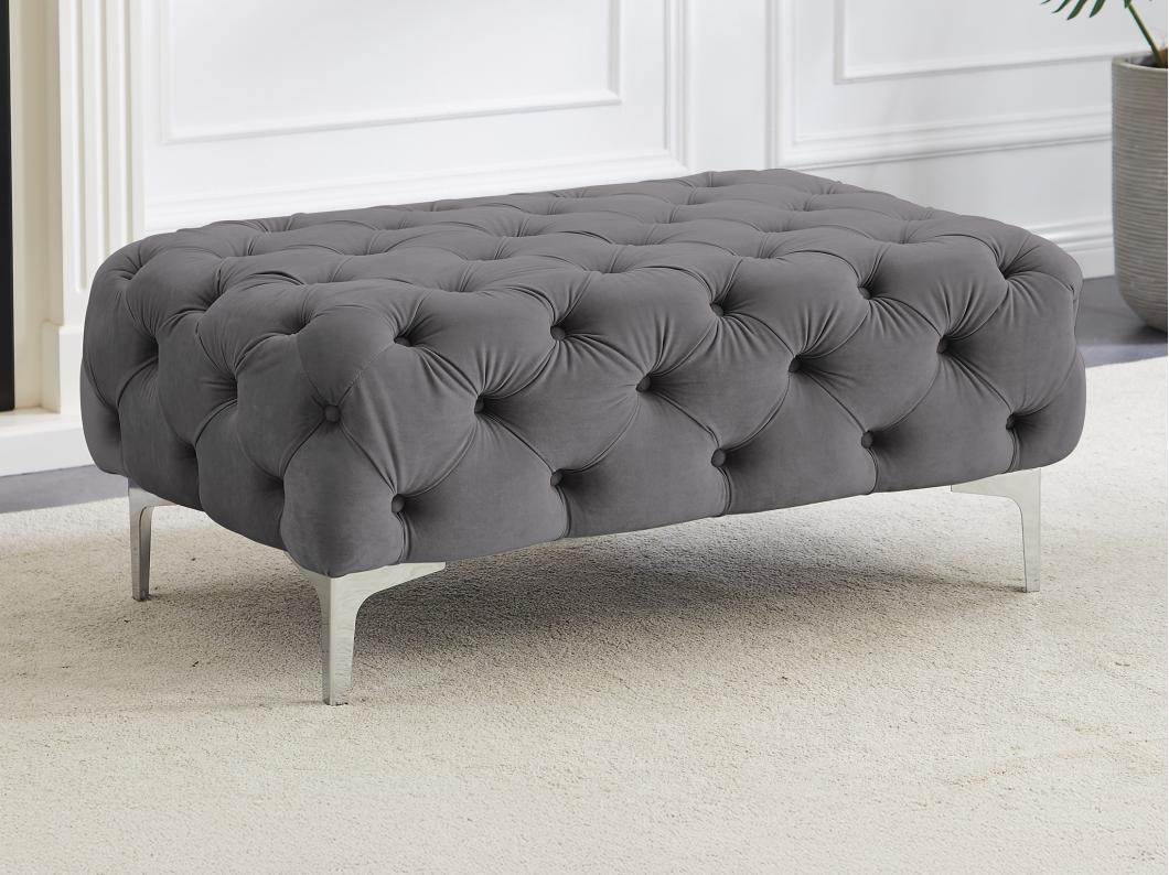 Chesterfield-Hocker - Samt - Anthrazit - EDWINA