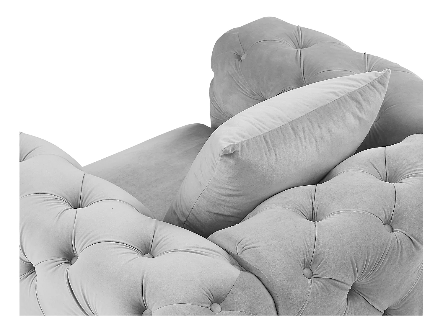 Chesterfield-fauteuil van lichtgrijs velours EDWINA