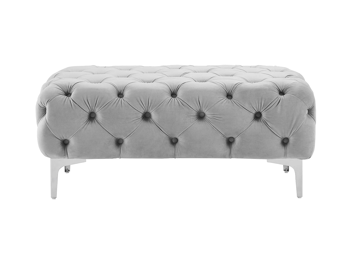 Puf chesterfield de terciopelo gris claro EDWINA