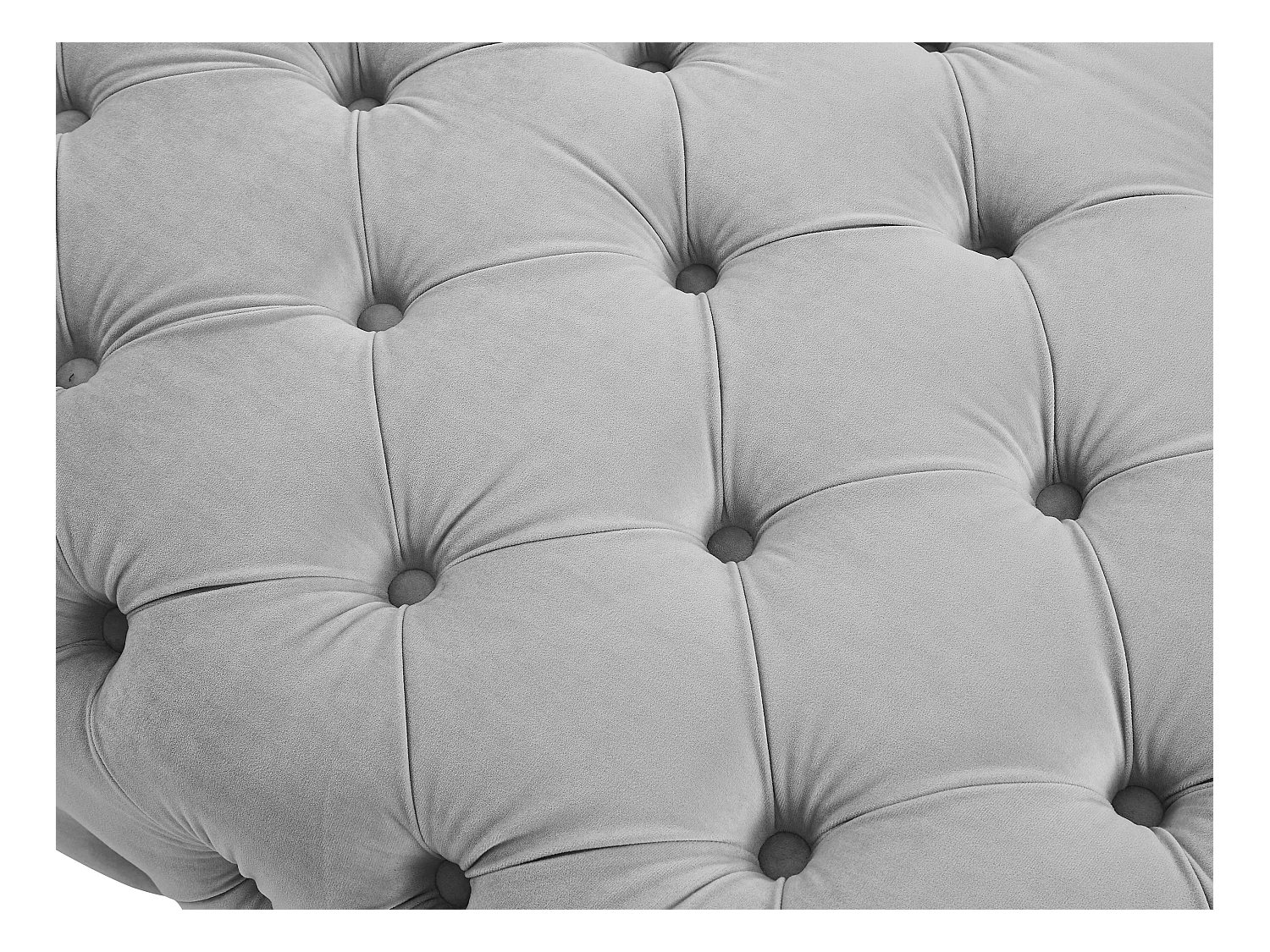 Puf chesterfield de terciopelo gris claro EDWINA