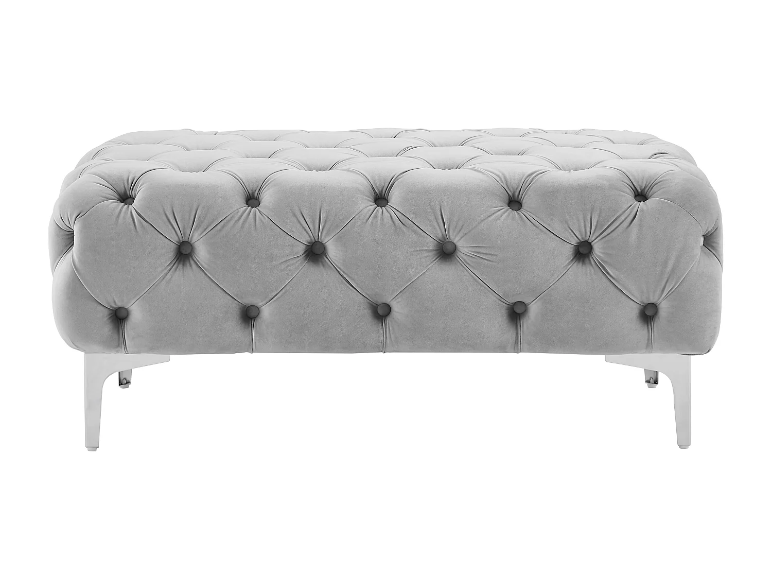 Chesterfield-poef van lichtgrijs velours EDWINA