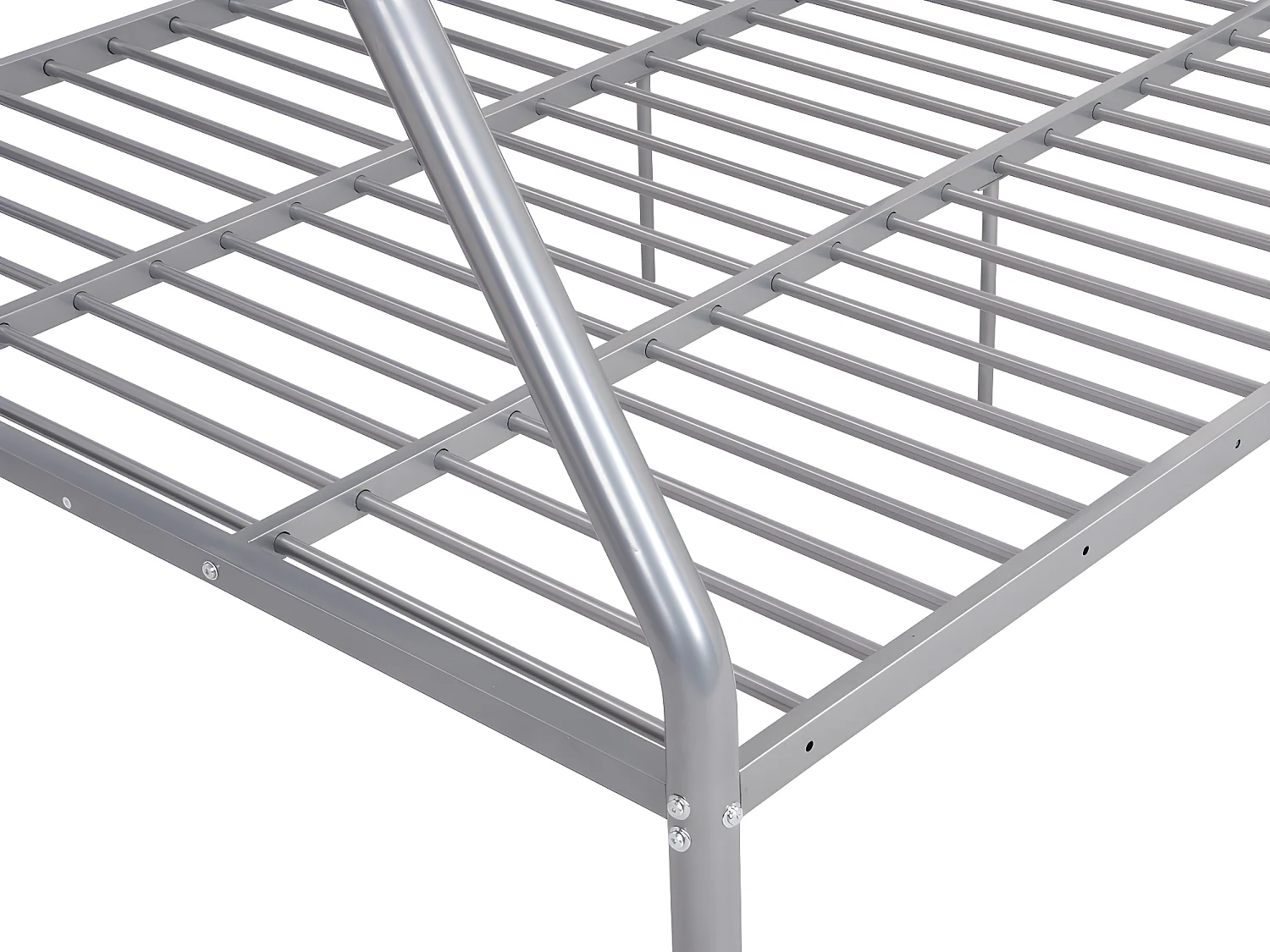 Etagenbett - 90 & 140 x 190 cm - Stahl - Silber + Matratze - ELEVATIO IV