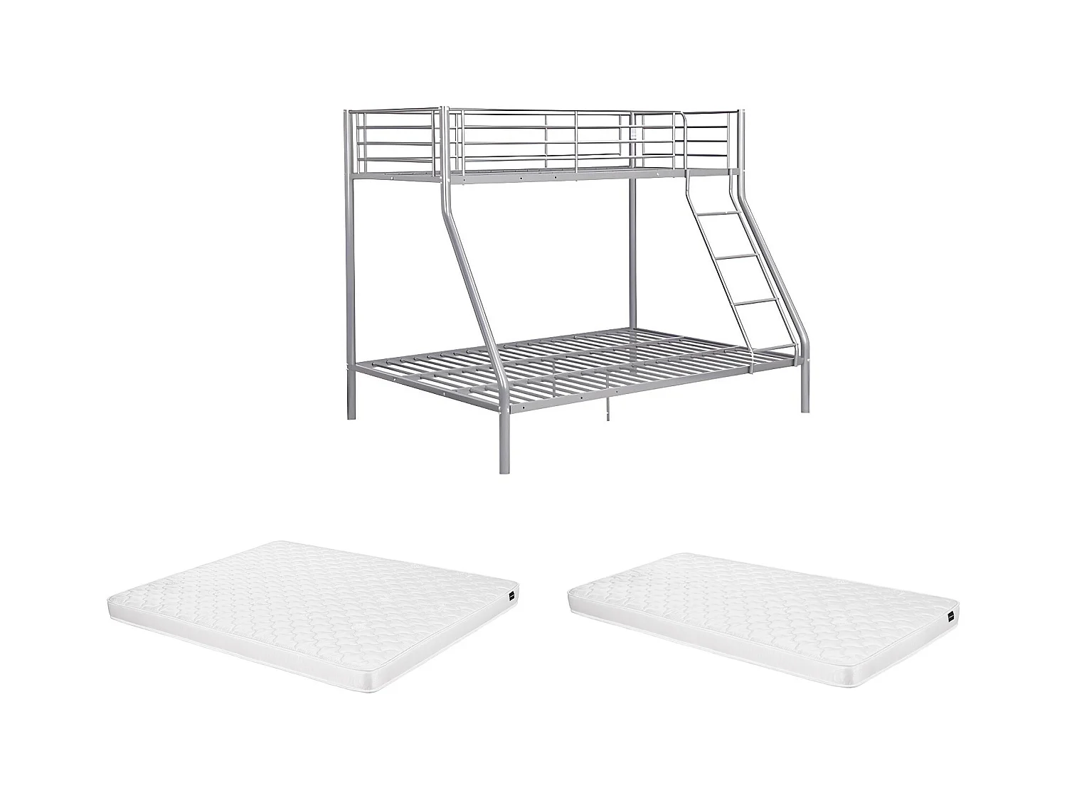Lits superposés ELEVATIO IV - 90 et 140 x 190 cm - Acier - Argent + matelas