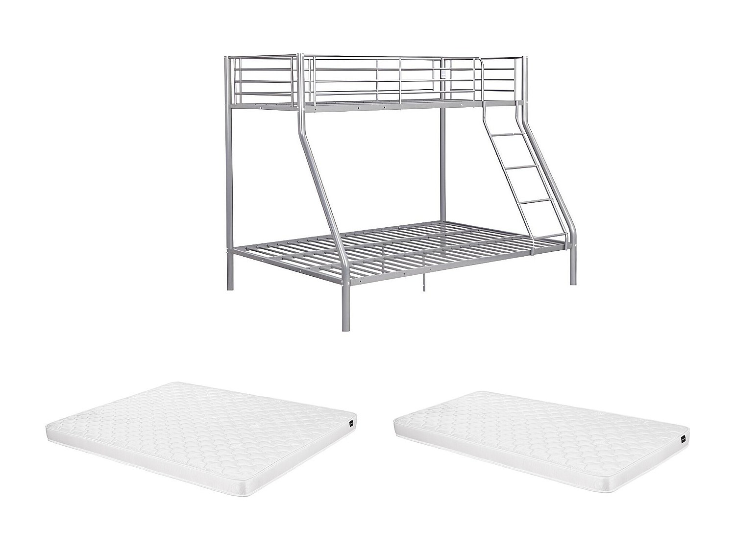 Etagenbett - 90 & 140 x 190 cm - Stahl - Silber + Matratze - ELEVATIO IV günstig online kaufen