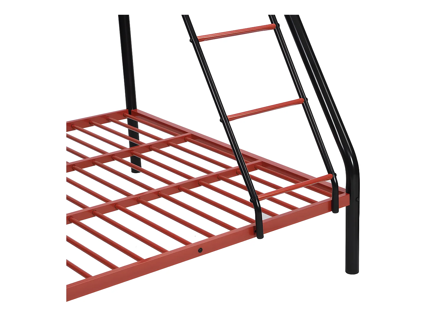 Etagenbett - 90 & 140 x 190 cm - Stahl - Schwarz & Rot + Matratze - ELEVATIO IV