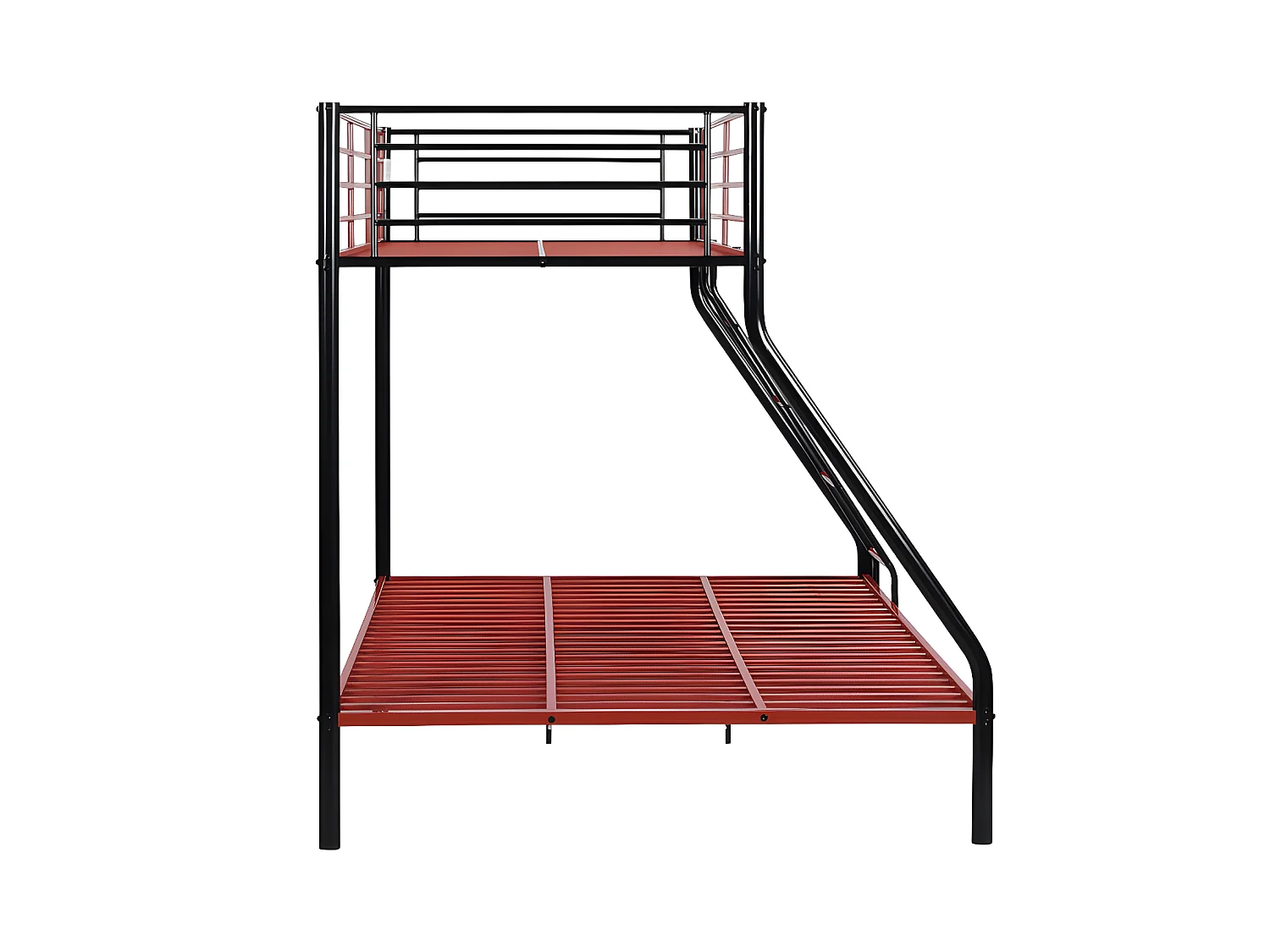 Etagenbett - 90 & 140 x 190 cm - Stahl - Schwarz & Rot + Matratze - ELEVATIO IV