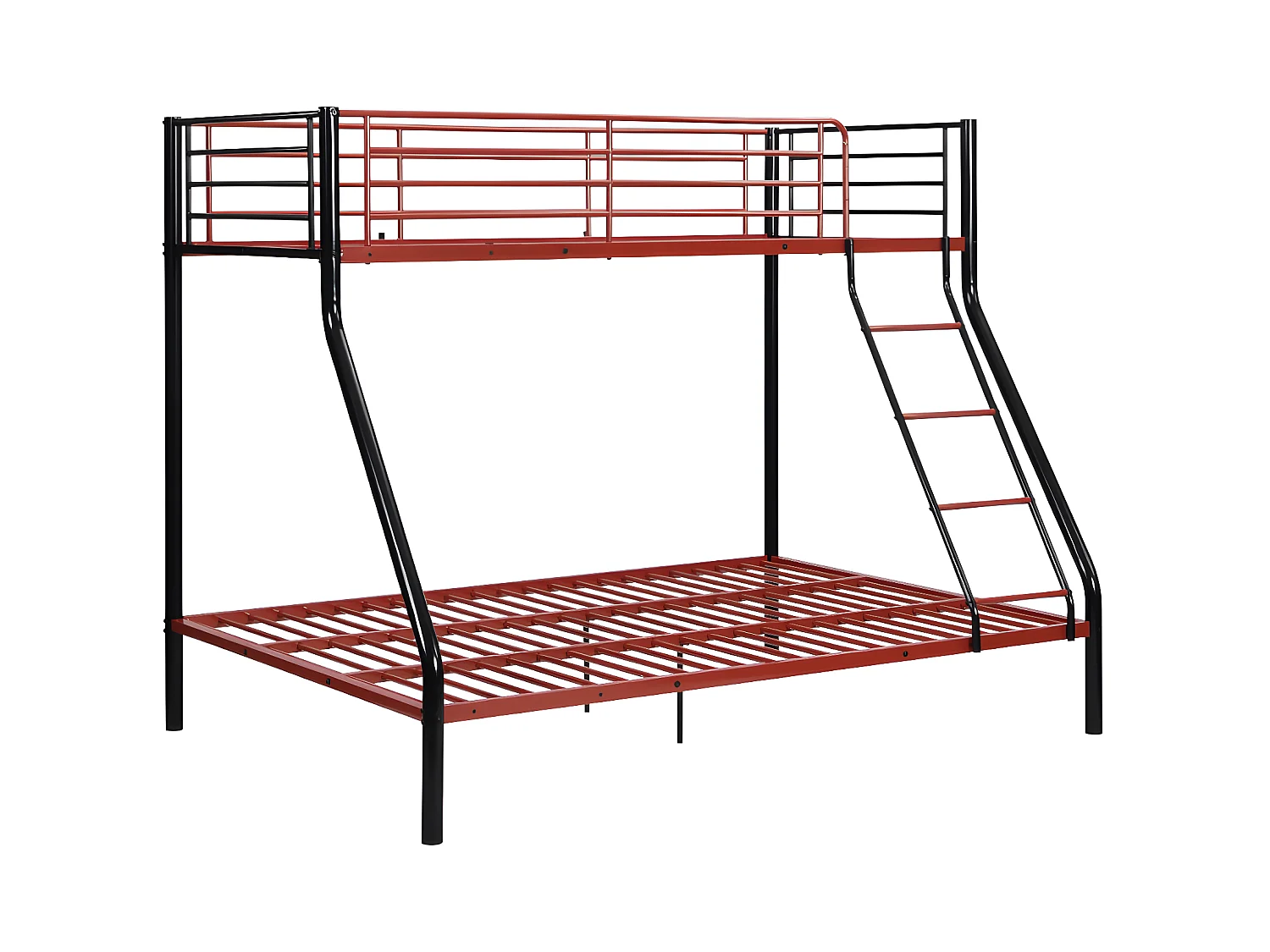 Litera ELEVATIO IV - 90 x 190 cm - Acero - Negro y rojo + colchón