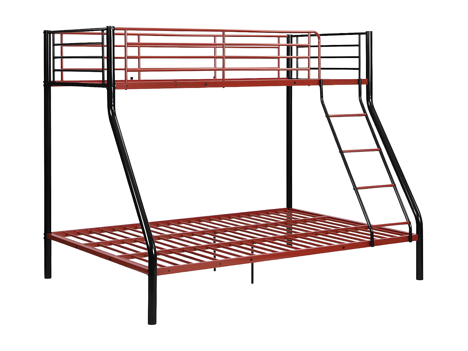 Litera ELEVATIO IV - 90 x 190 cm - Acero - Negro y rojo + colchón