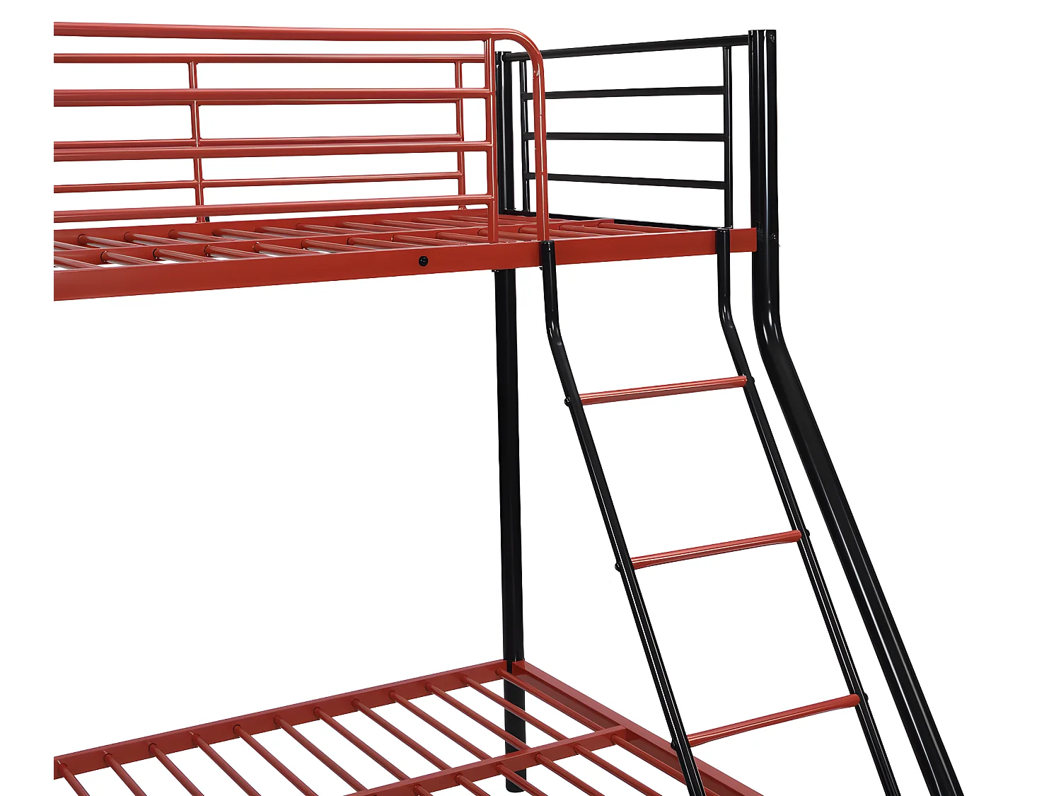 Litera ELEVATIO IV - 90 x 190 cm - Acero - Negro y rojo + colchón