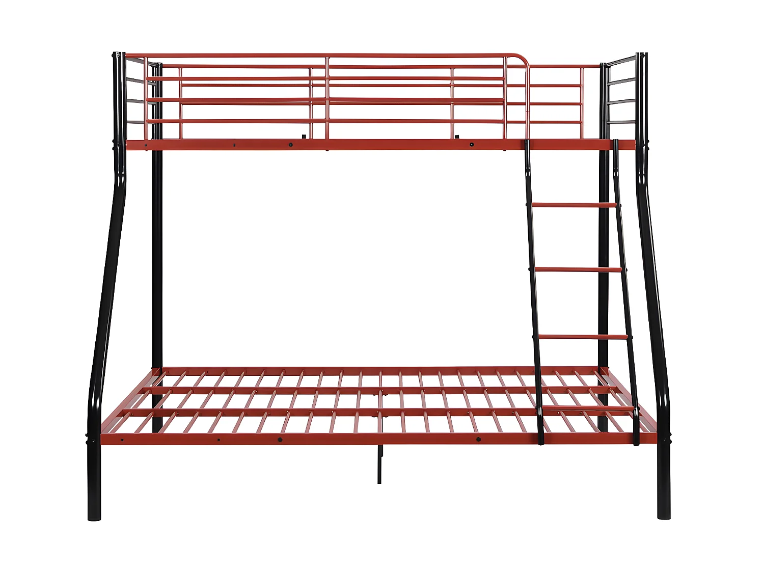 Litera ELEVATIO IV - 90 x 190 cm - Acero - Negro y rojo + colchón