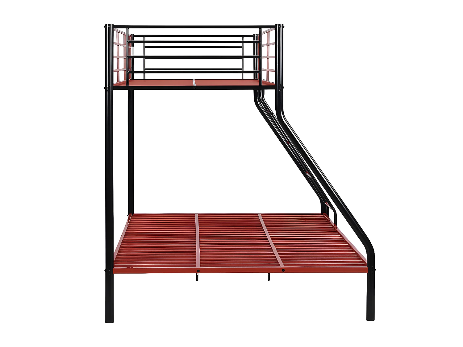 Litera ELEVATIO IV - 90 x 190 cm - Acero - Negro y rojo + colchón