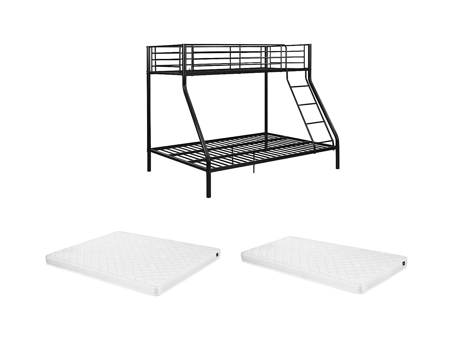 Etagenbett + Matratze - 90 & 140 x 190 cm - Stahl - Schwarz - ELEVATIO IV