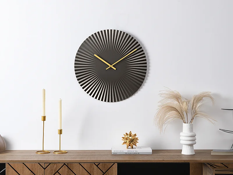 Wanduhr - D. 50 cm - Metall - Anthrazit - FELINAR