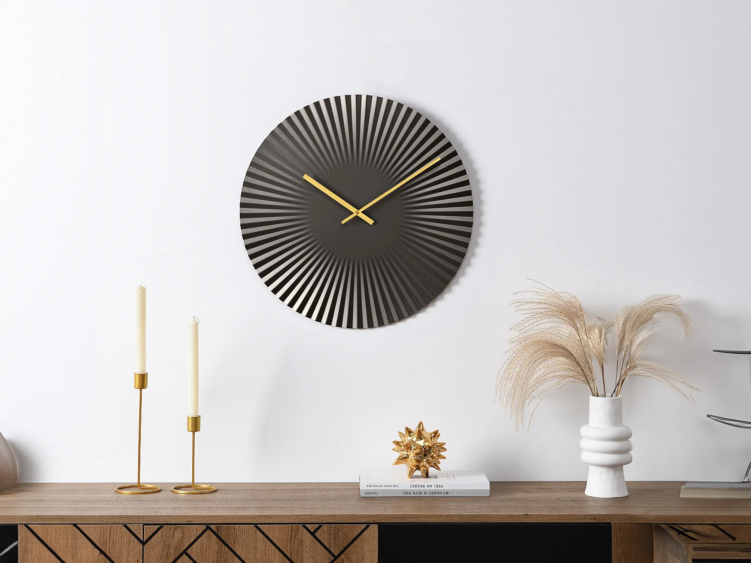 Horloge murale art déco - D. 50 cm - Métal - Gris anthracite - FELINAR