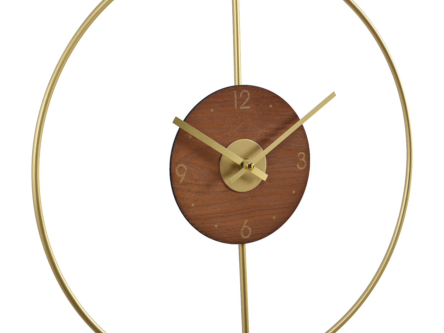 Horloge murale - D. 40cm - Métal et MDF - Doré - PORIN