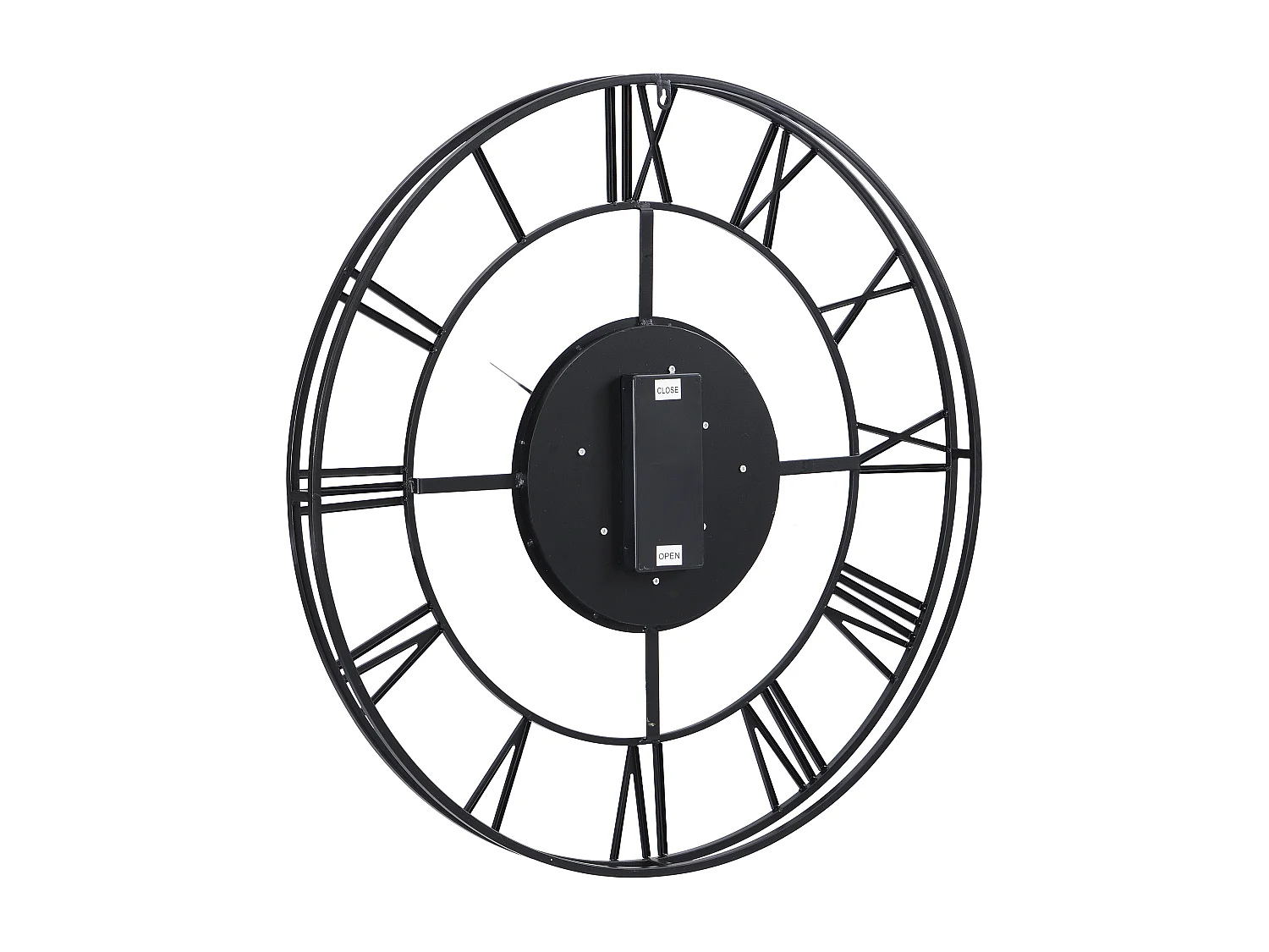 Industriële wandklok - D80 cm - Metaal - Zwart en goudkleurig - KARIAL