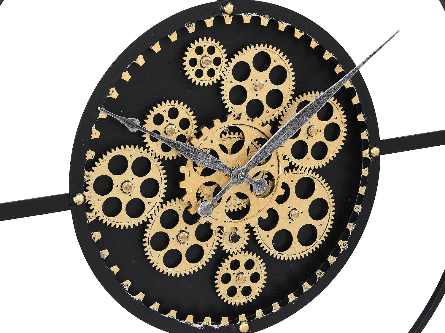 Horloge murale industrielle - D. 80 cm - Métal - Noir et doré - KARIAL