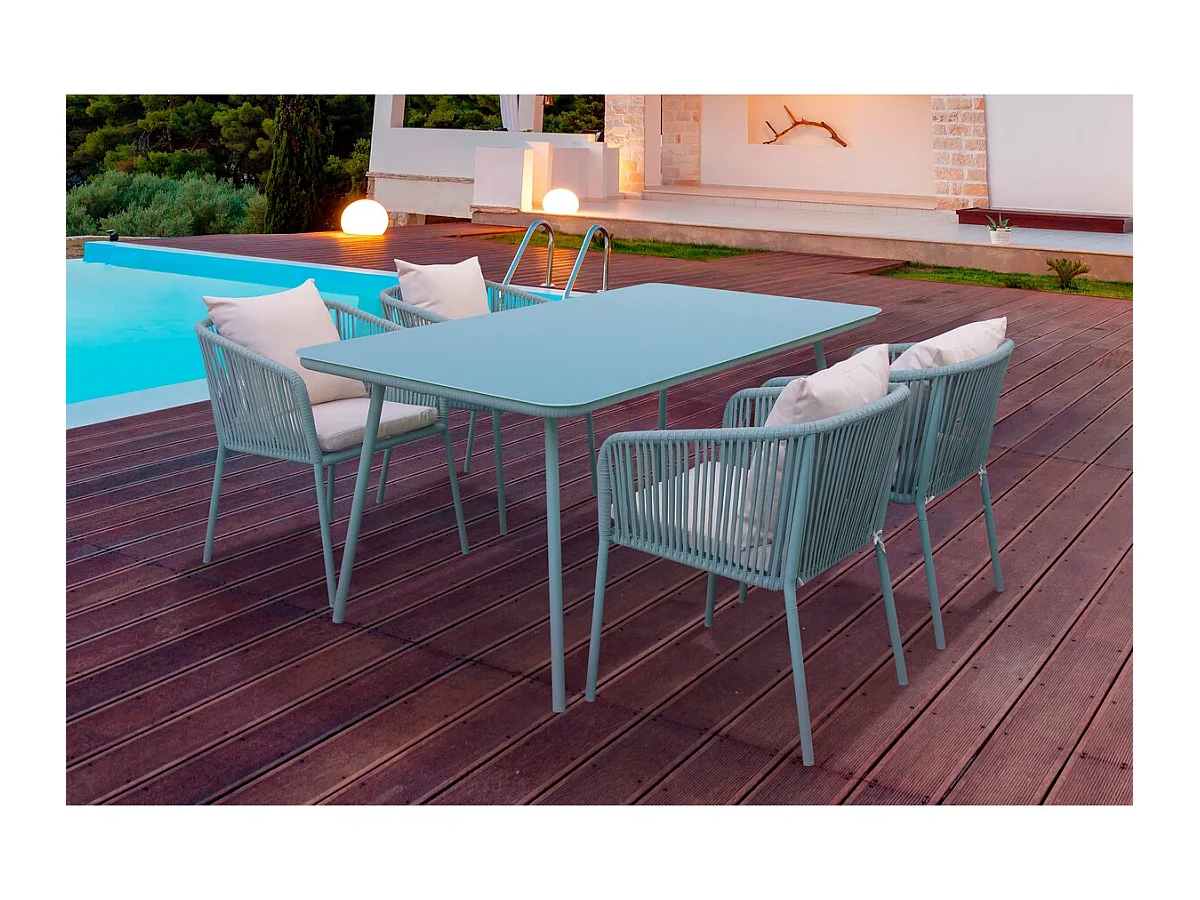 Salon de jardin repas  "Léna" - 194 x 70 x 73 cm - Vert