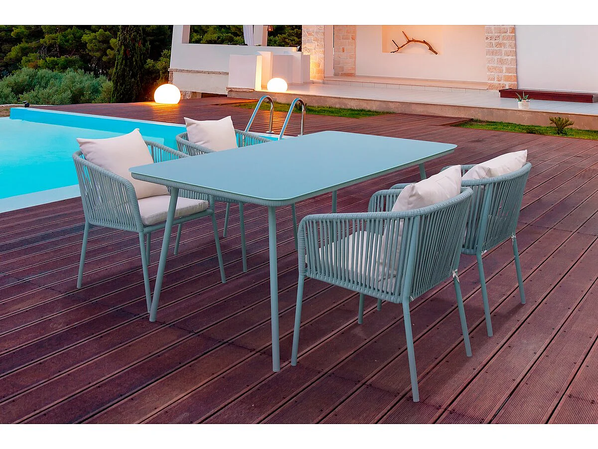 Salon de jardin repas  "Léna" - 194 x 70 x 73 cm - Vert