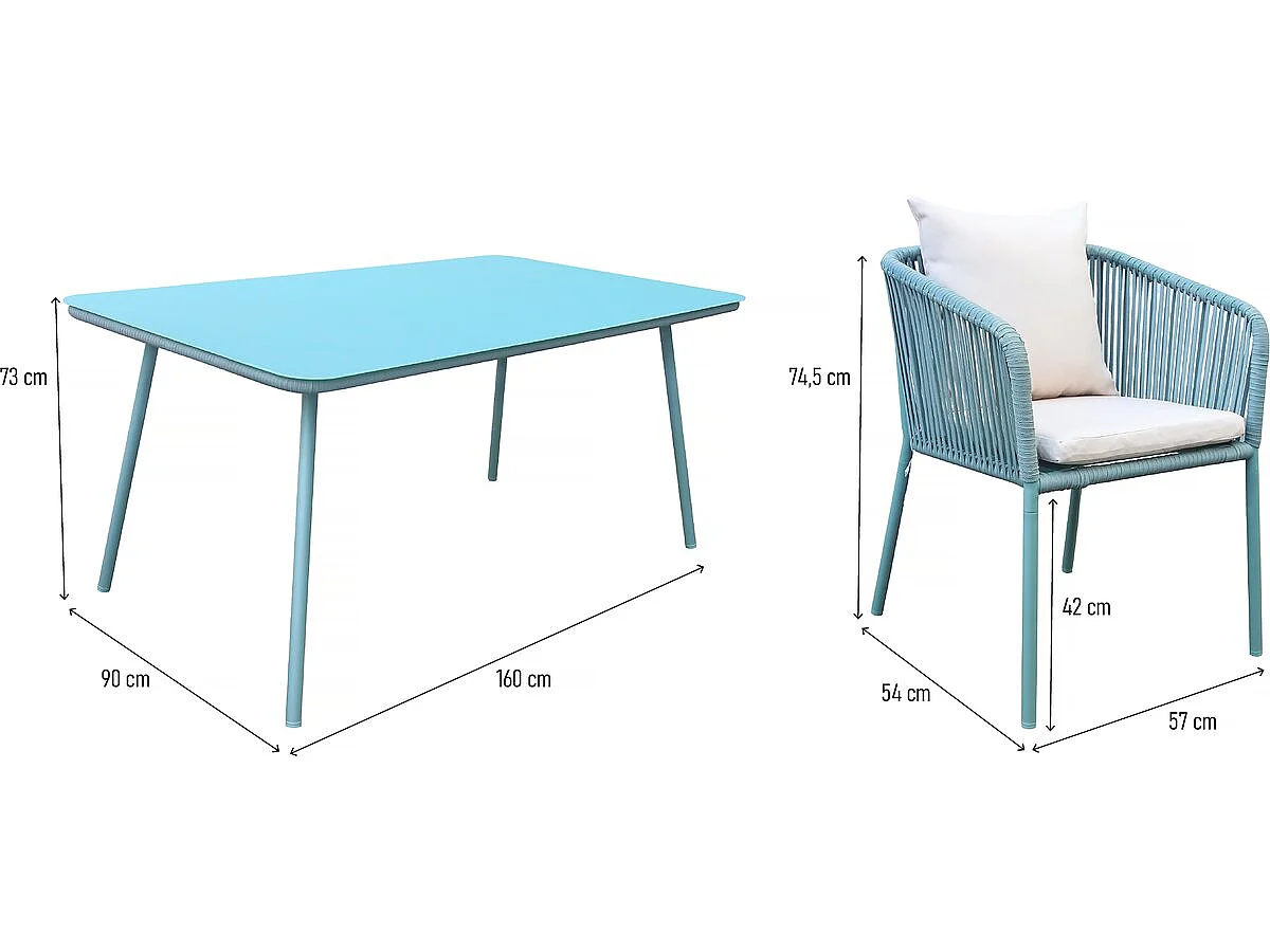 Salon de jardin repas  "Léna" - 194 x 70 x 73 cm - Vert