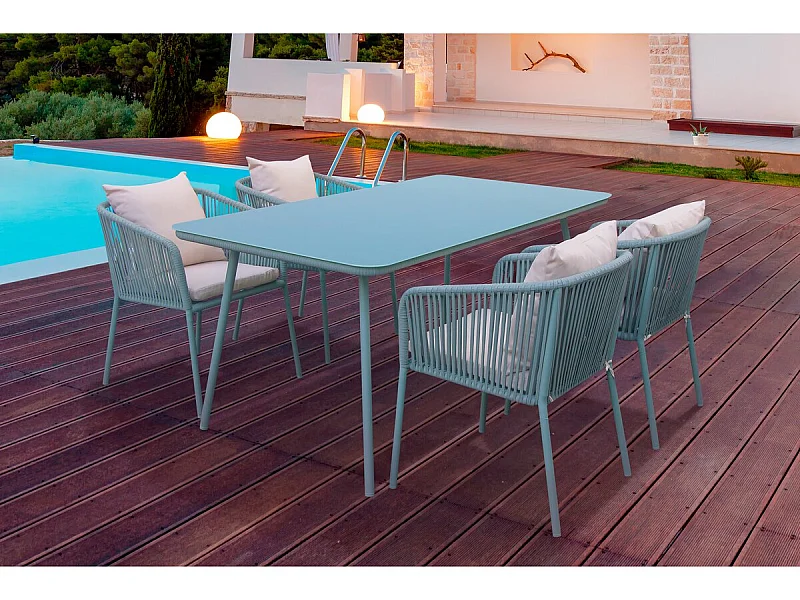 Salon de jardin repas  "Léna" - 194 x 70 x 73 cm - Vert