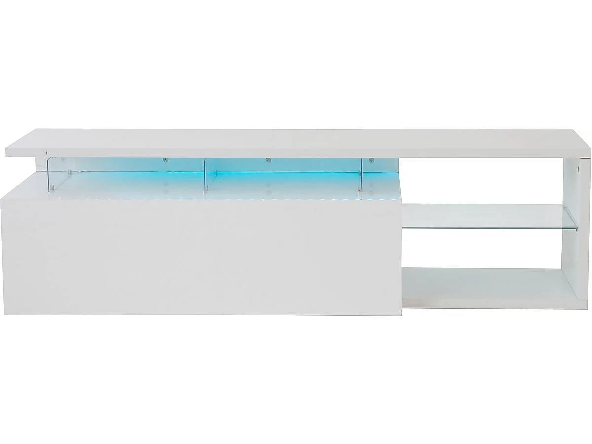 Meuble TV LED laqué "Penny" - 150 x 41 x 38 cm - Blanc