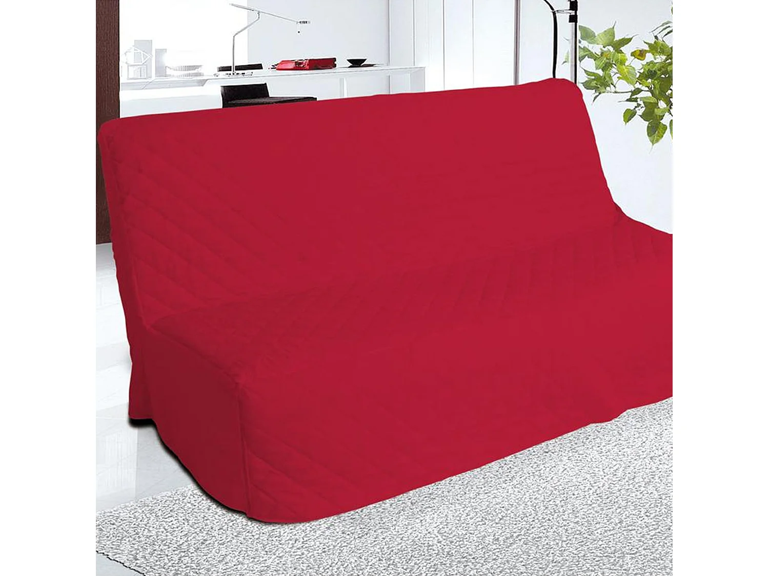 Housse clic-clac rouge matelassée 140x190