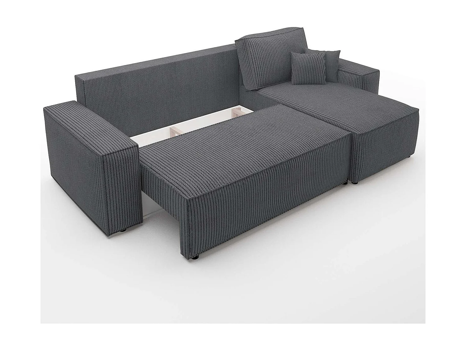 Canapé d'angle convertible réversible Lorenzo en velours côtelé Gris foncé